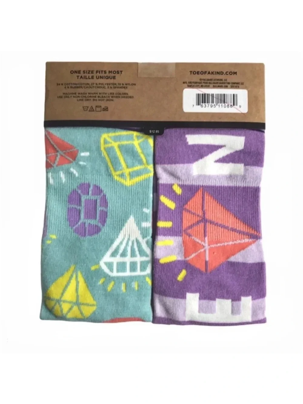 NWT Hallmark Diamonds Shine On Mismatched Novelty Crew Socks Pink Gift